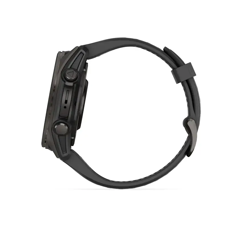 fenix® 8 – 51 mm, AMOLED Sapphire, Carbon grey DLC with Black/pebble grey silicone band