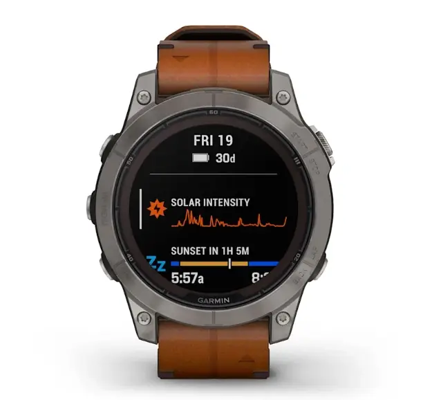 fenix® 7 Pro – Sapphire Solar Edition Titanium with Chestnut Leather Band