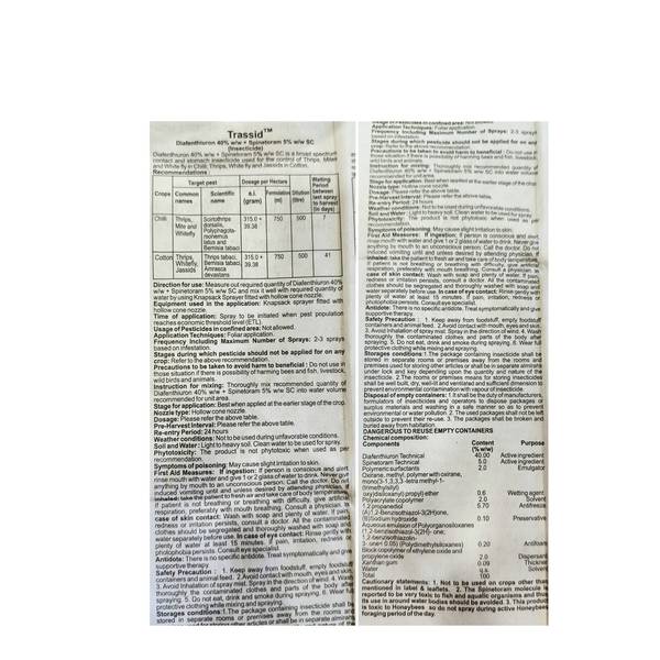 Adama Trassid Insecticide (Diafenthiuron 40% w/w + Spinetoram 5% w/w SC)