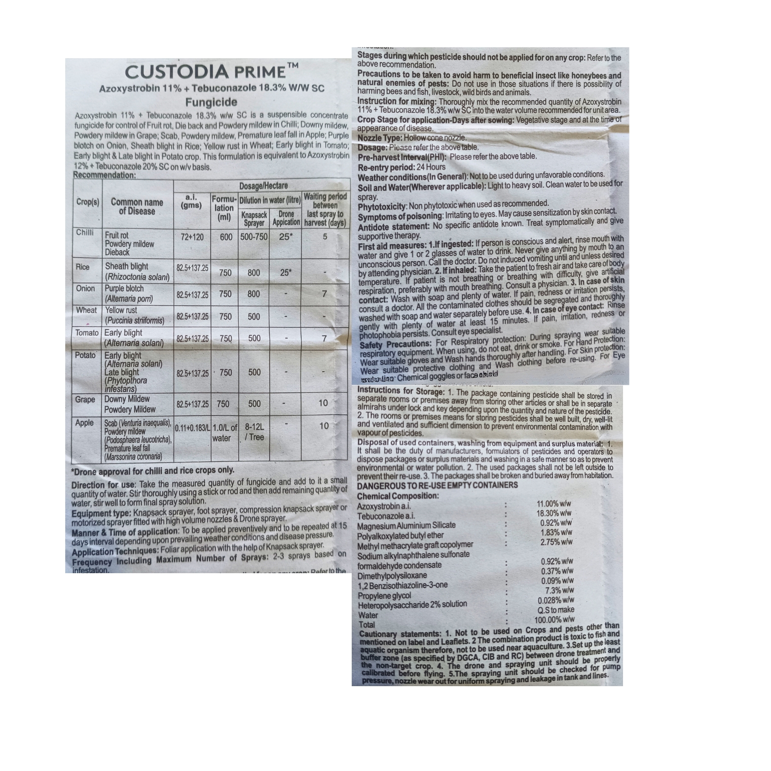 Adama Custodia Prime (Azoxystrobin 11%+Tebuconazole 18.3% w/w SC)