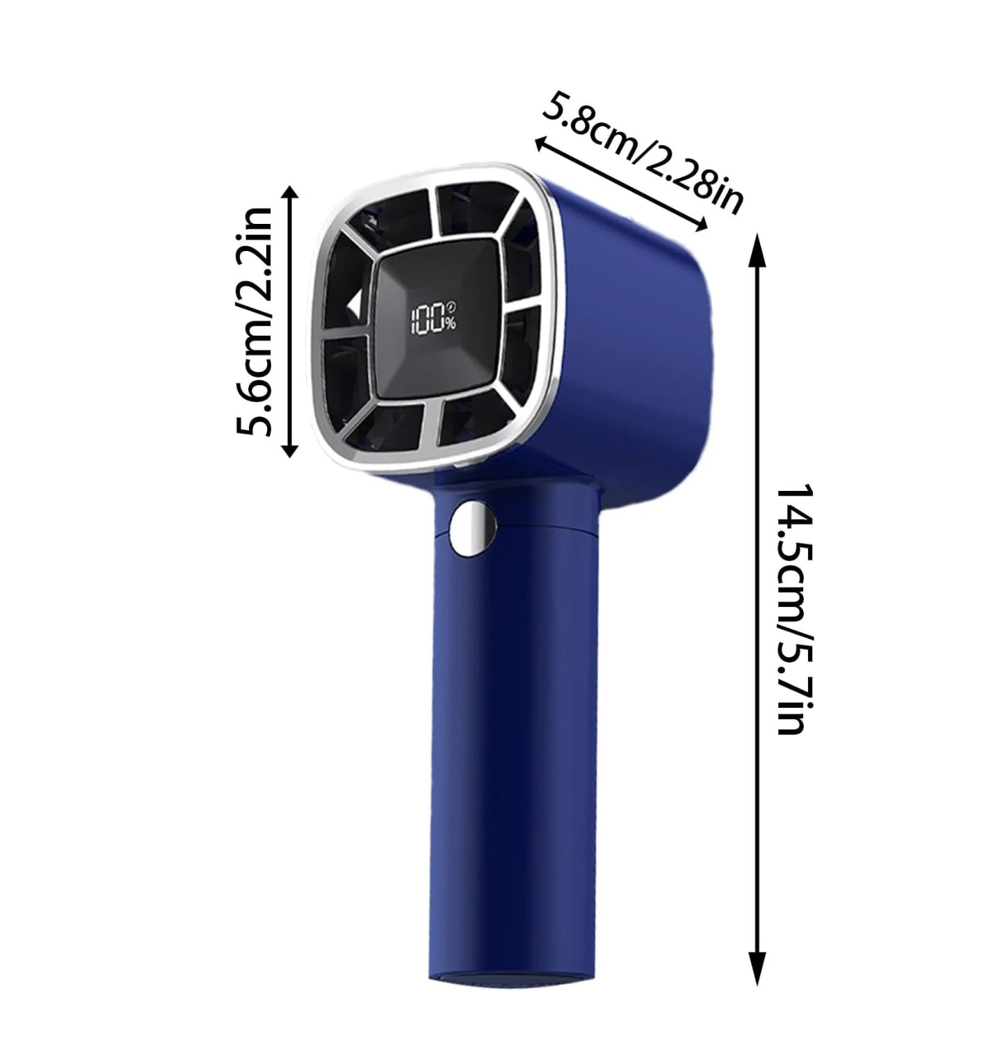 LA' FORTE Mini Portable Fan | Rechargeable Handheld Fan | 3-Speed Wind Control | Digital Display | 1200mAh Battery | Compact & Powerful | Blue