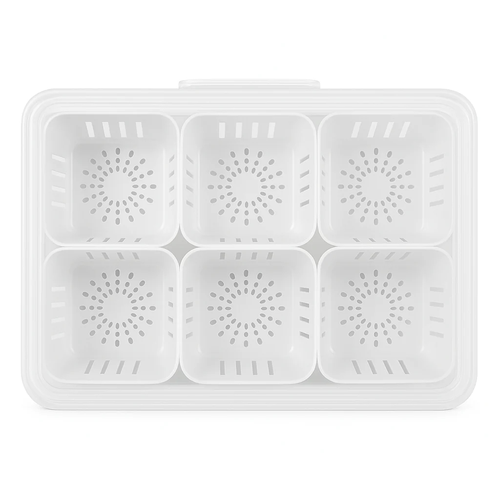 Durable Plastic Kitchen Storage Container Set with Drain Baskets | Multipurpose Fridge & Freezer Organizer Box | Masala, Vegetables & Dry Goods Storage | Airtight & Easy to Clean