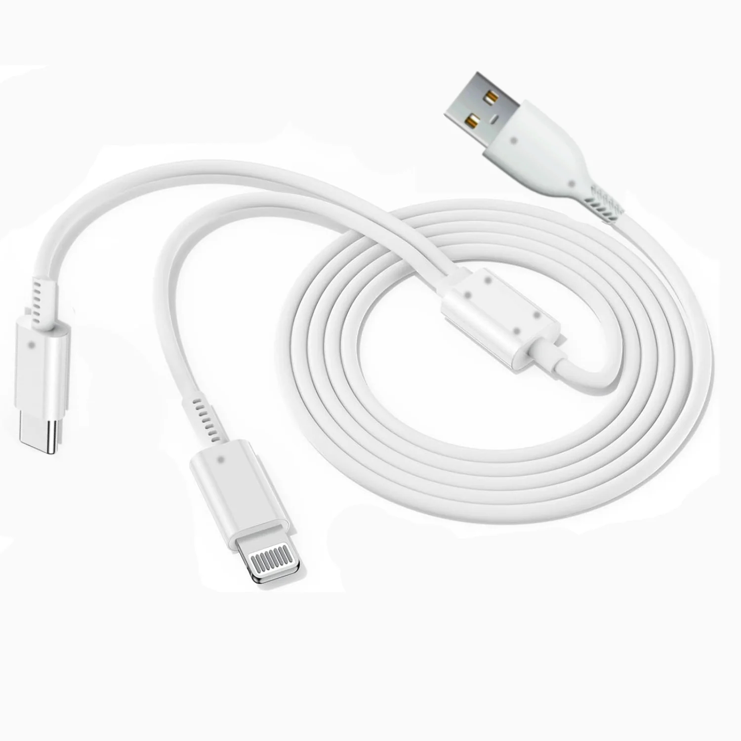 LA' FORTE 2 in 1 PVC Soft and Superior 1.3 m- (Compatible with Type C and Iphone ) White