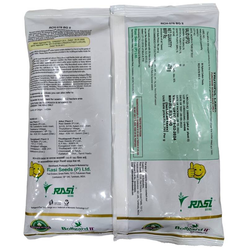 Rasi Neo ( Cotton Seeds ) RCH 578 BG2T