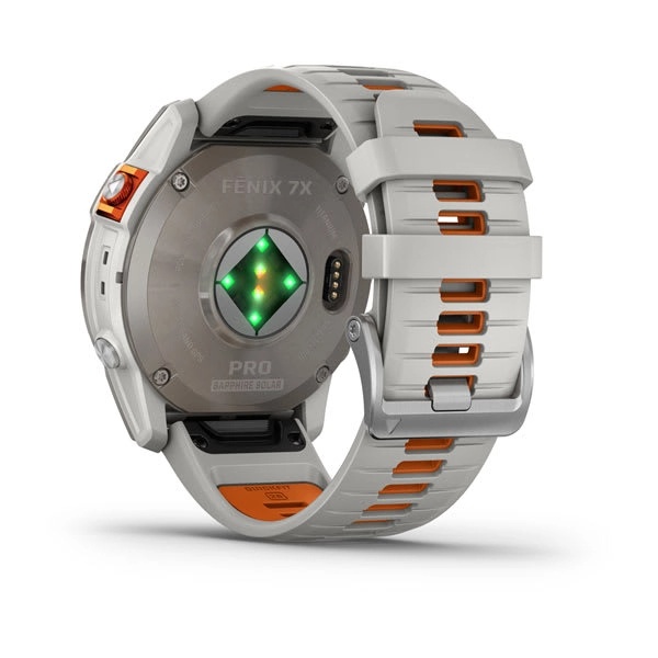 fenix® 7X Pro – Sapphire Solar Edition - Titanium with Fog Gray/Ember Orange Band