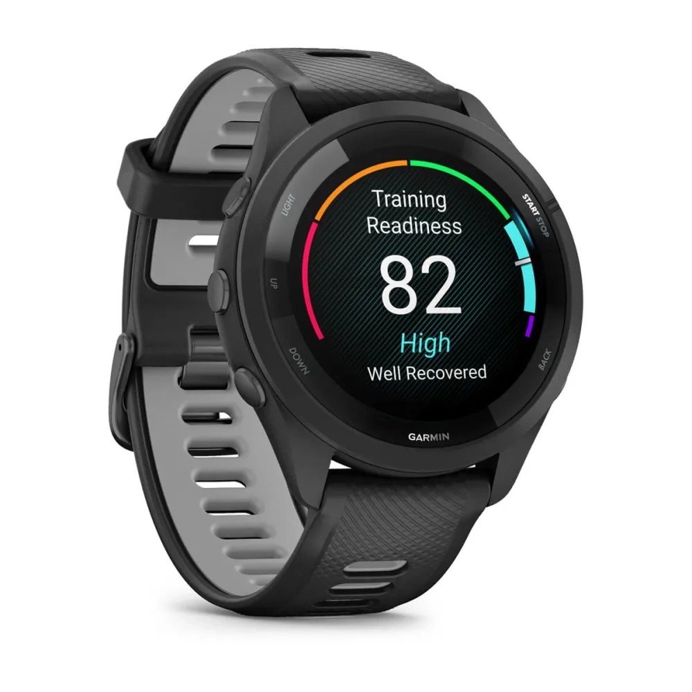Forerunner® 265 Black Bezel and Case with Black/Powder Gray Silicone Band