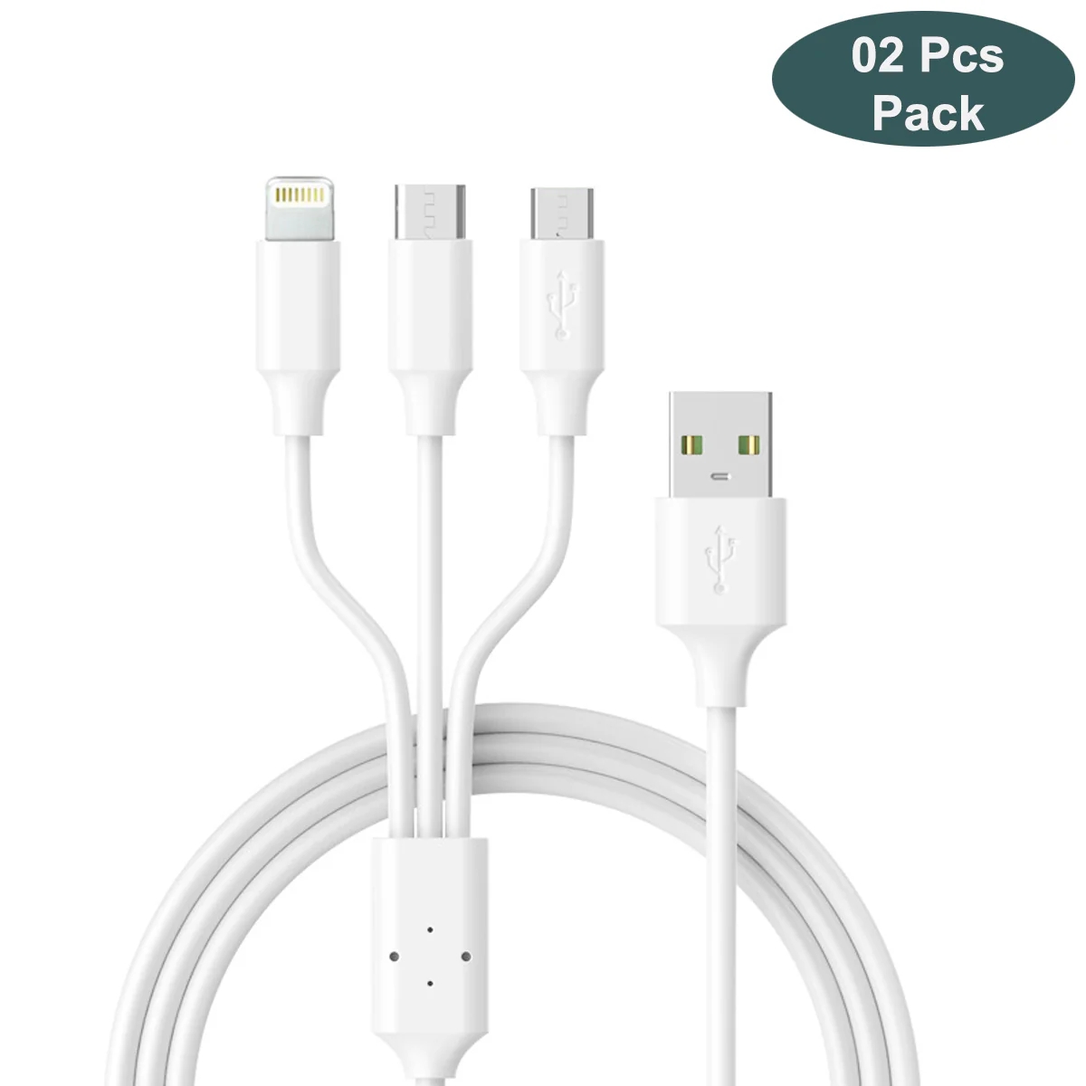 LA' FORTE 3 in 1 Charging Cable (Micro, C & Iphone Connectors)