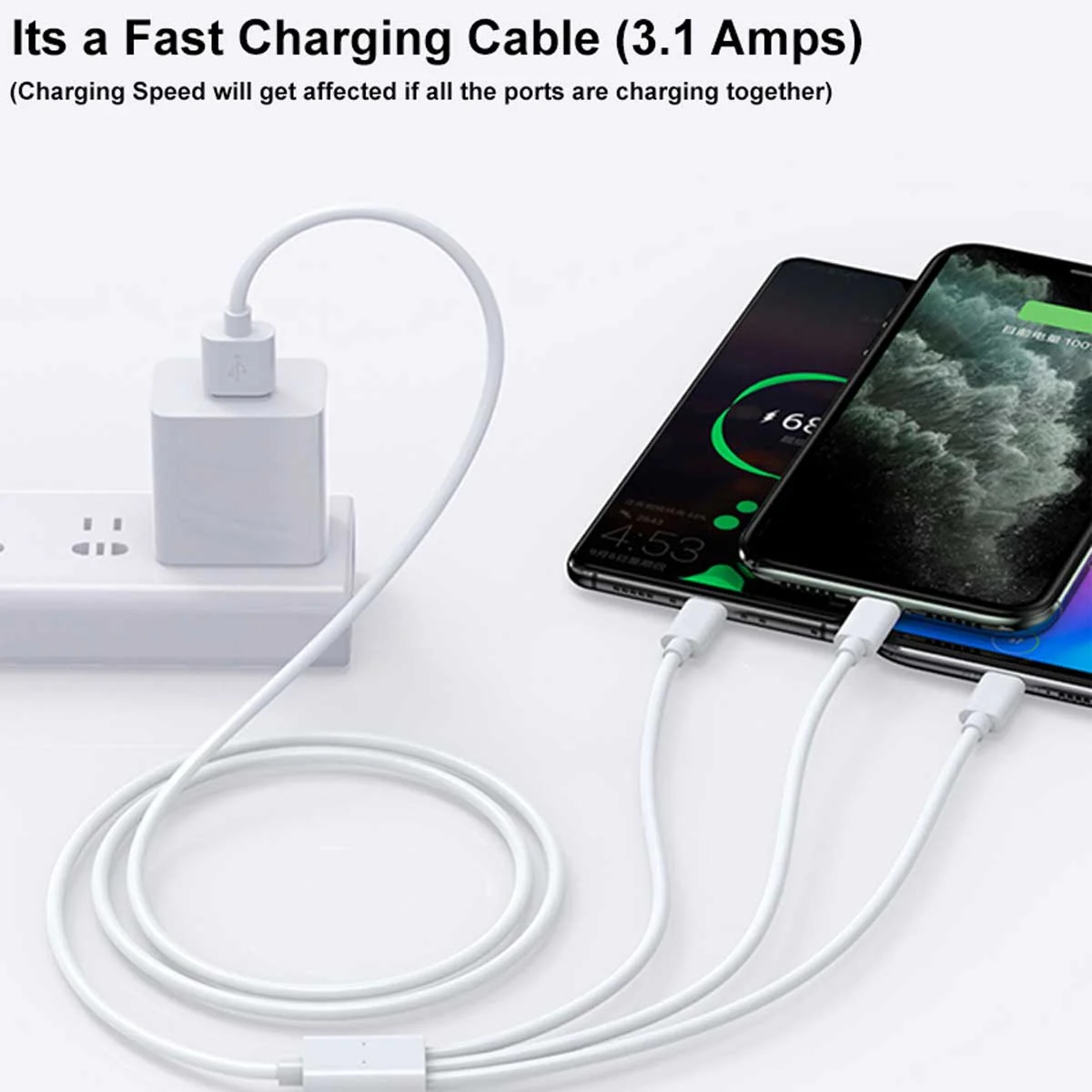 LA' FORTE 3 in 1 Charging Cable (Micro, C & Iphone Connectors)