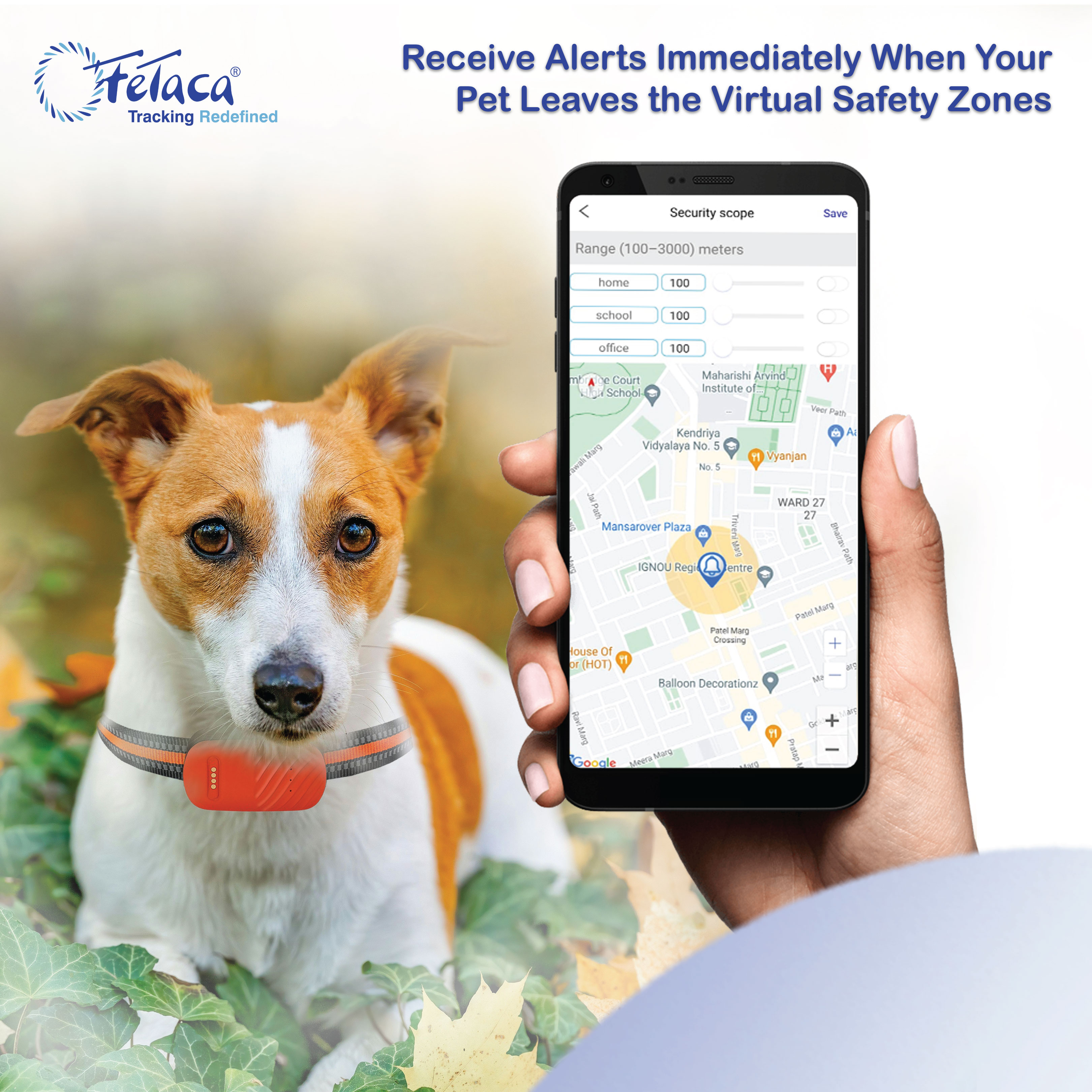FETACA Smart 4G Pet GPS Tracker for Dogs, Small Cats & Other Animals with Lifetime FreeTracking Platform & 1 Year Data SIM Subscription