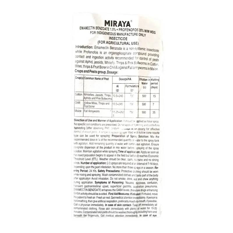 Tata Miraya Insecticide (Emamectin Benzoate 1.5% + Profenofos 35% W/W )