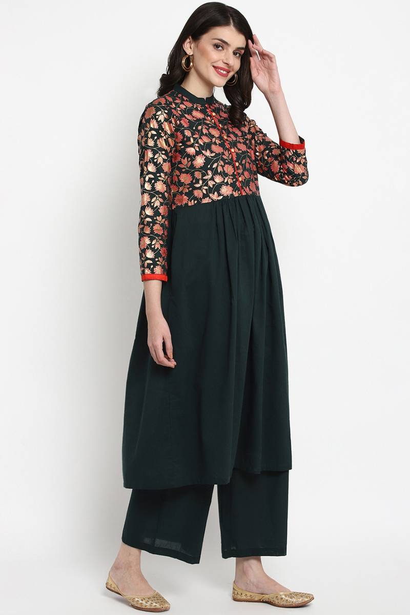 Women's Kurta and Trouser Set With Dupatta In Yellow Colour