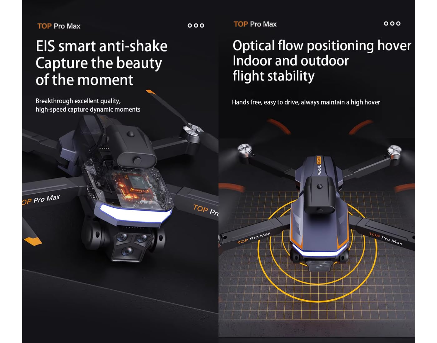 ⁠P18 Pro Drone Dual Camera Drone 4K 1080p Obstacle Avoidance RC Drone with HD Camera Selfie Gesture Remote Control Flying Mode Brushless Motor and 2 x1800mAh Rechargeable Battery