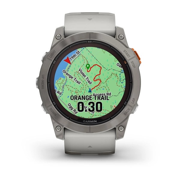 fenix® 7X Pro – Sapphire Solar Edition - Titanium with Fog Gray/Ember Orange Band