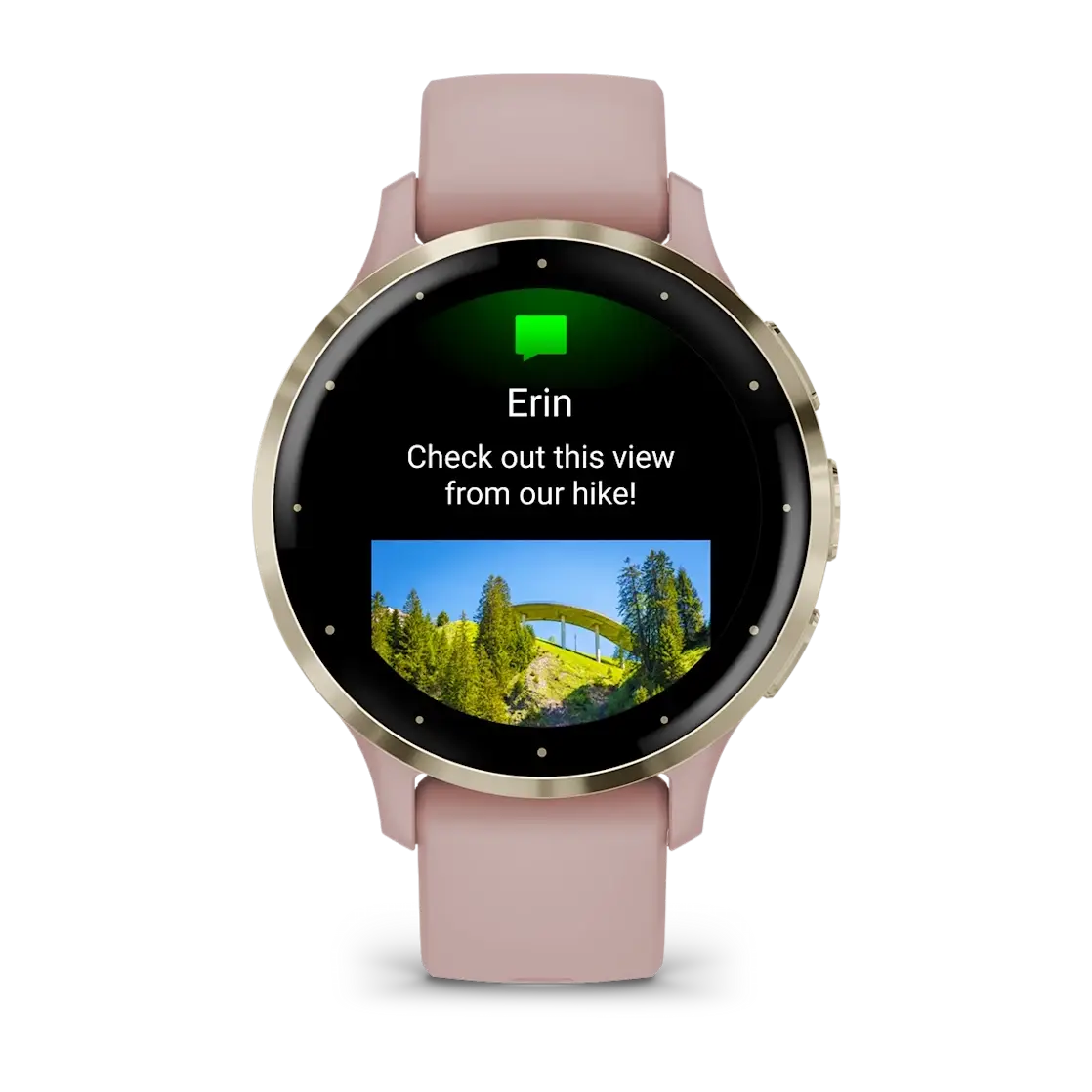 Venu® 3S Soft gold stainless steel bezel with dust rose case and silicone band