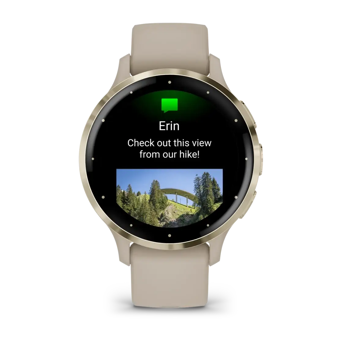 Venu® 3S Soft gold stainless steel bezel with French grey case and silicone band