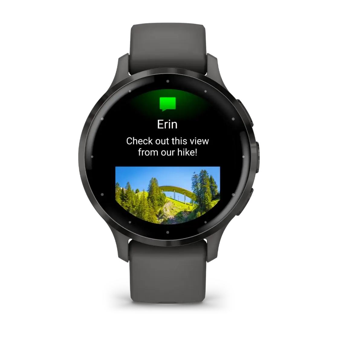 Venu® 3S Slate stainless steel bezel with pebble grey case and silicone band