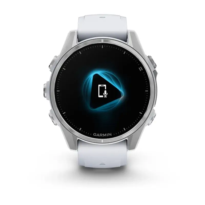 fenix® 8 – 43 mm, AMOLED Silver with Whitestone silicone band