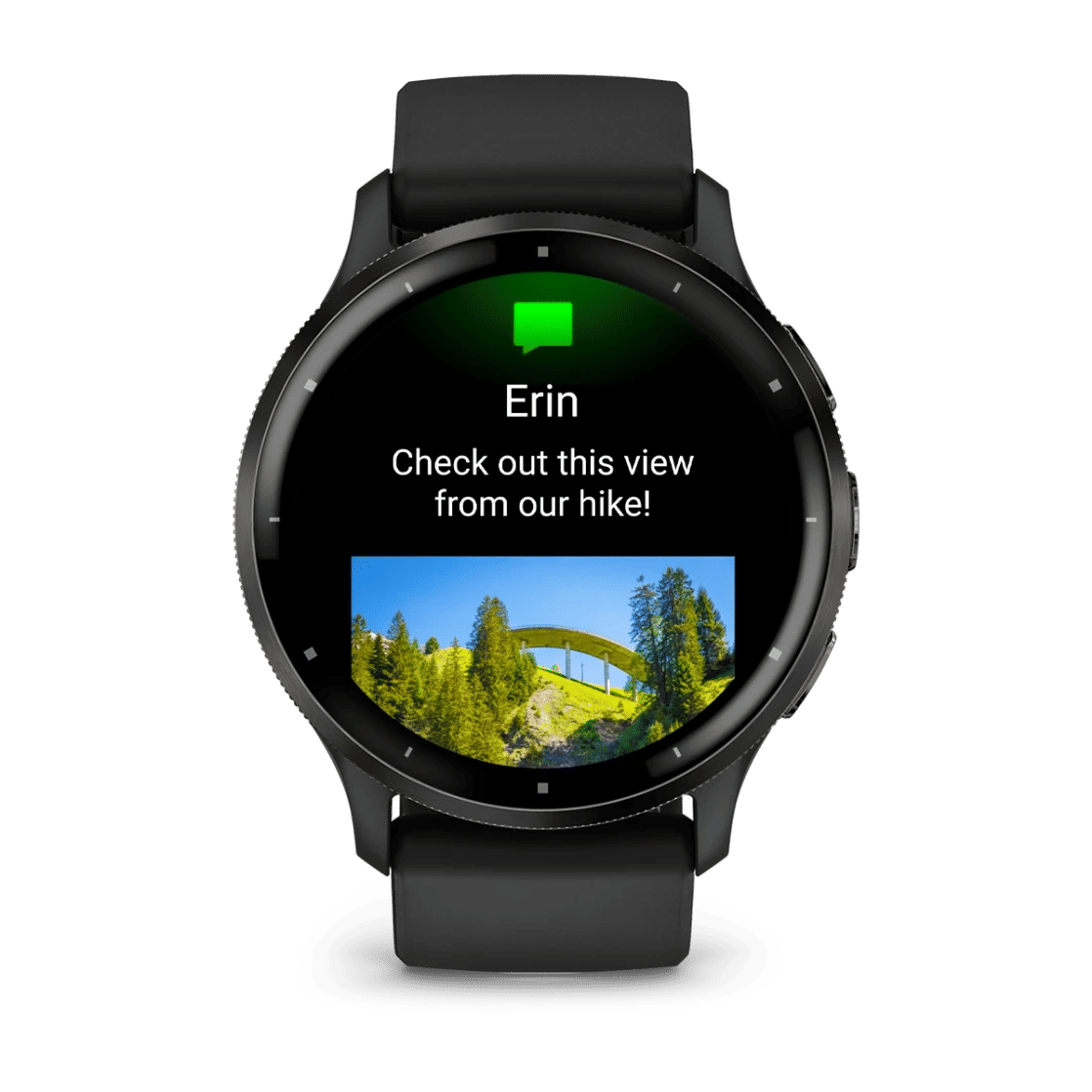 Venu® 3 Slate stainless steel bezel with black case and silicone band