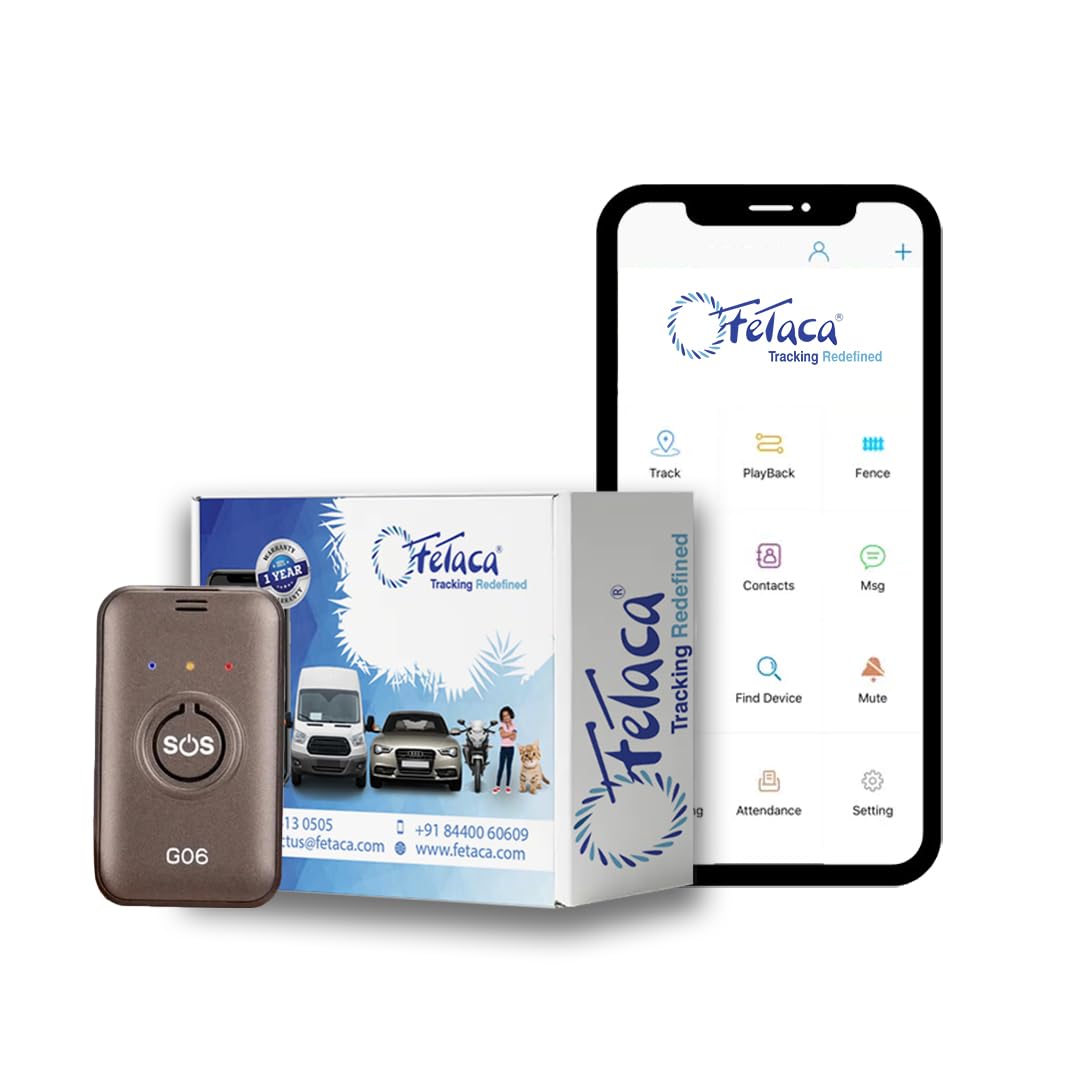 FeTaca Small G06 GPS Tracker for Kids with Multiple Features | Assets, Kids, Pets, Cars & Bikes Tracking with Route History | Voice Calling | SOS Alarm | 1 Month Subscription
