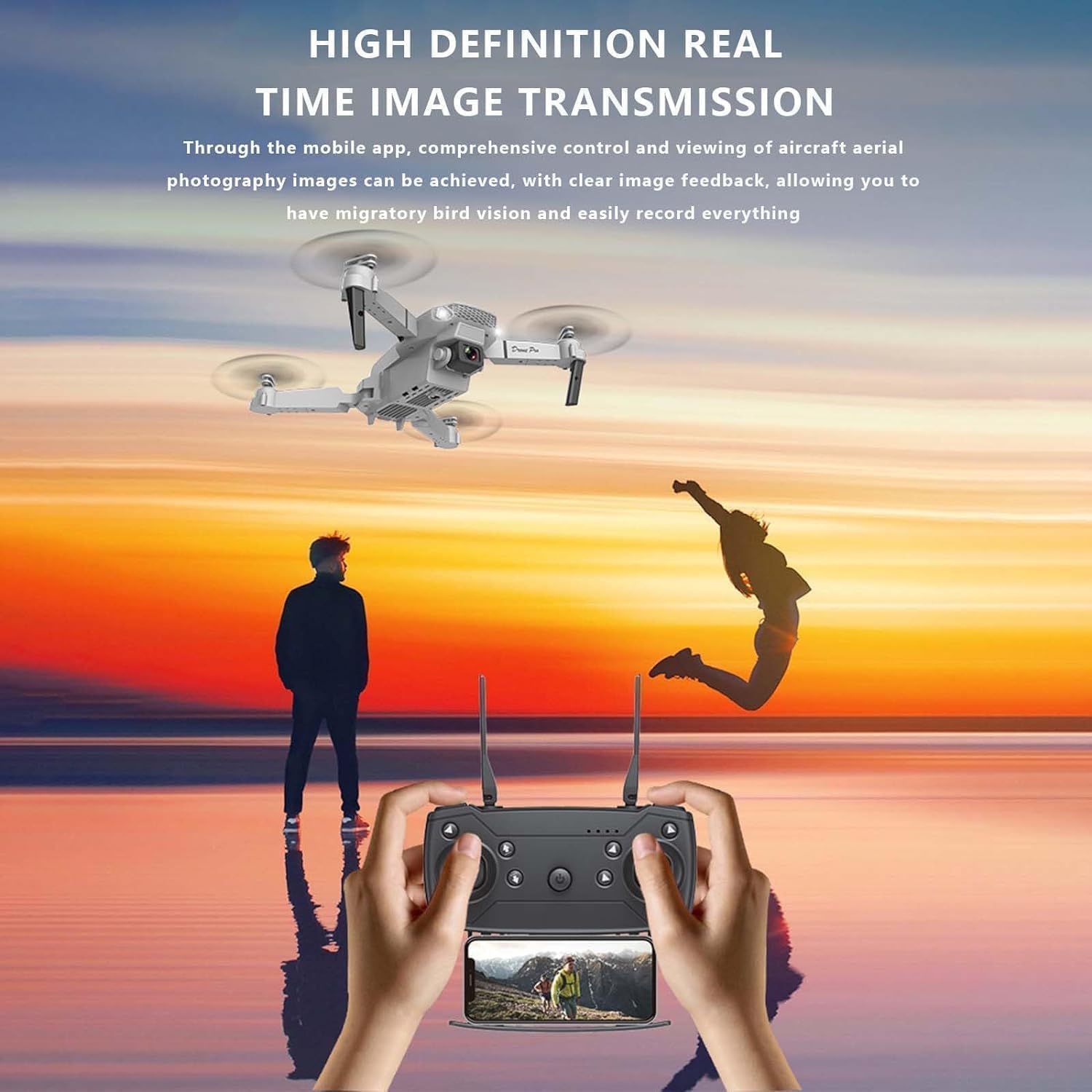 E88 Pro Drone with 1080P Camera 2 Batteries One Key Take Off Land Altitude Hold Automatic Avoidance Obstacles 360° Flip With Aerial Photography Drone Multicolor (Double-Battery)