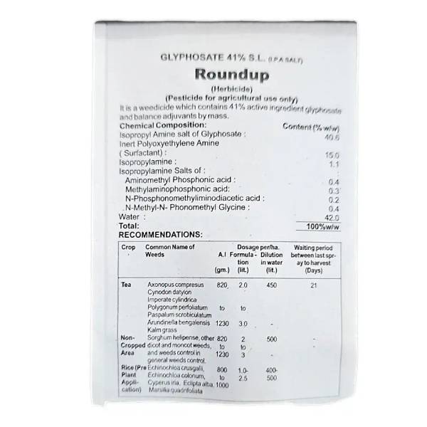 Bayer Roundup Herbicide (Glyphosate 41% SL)