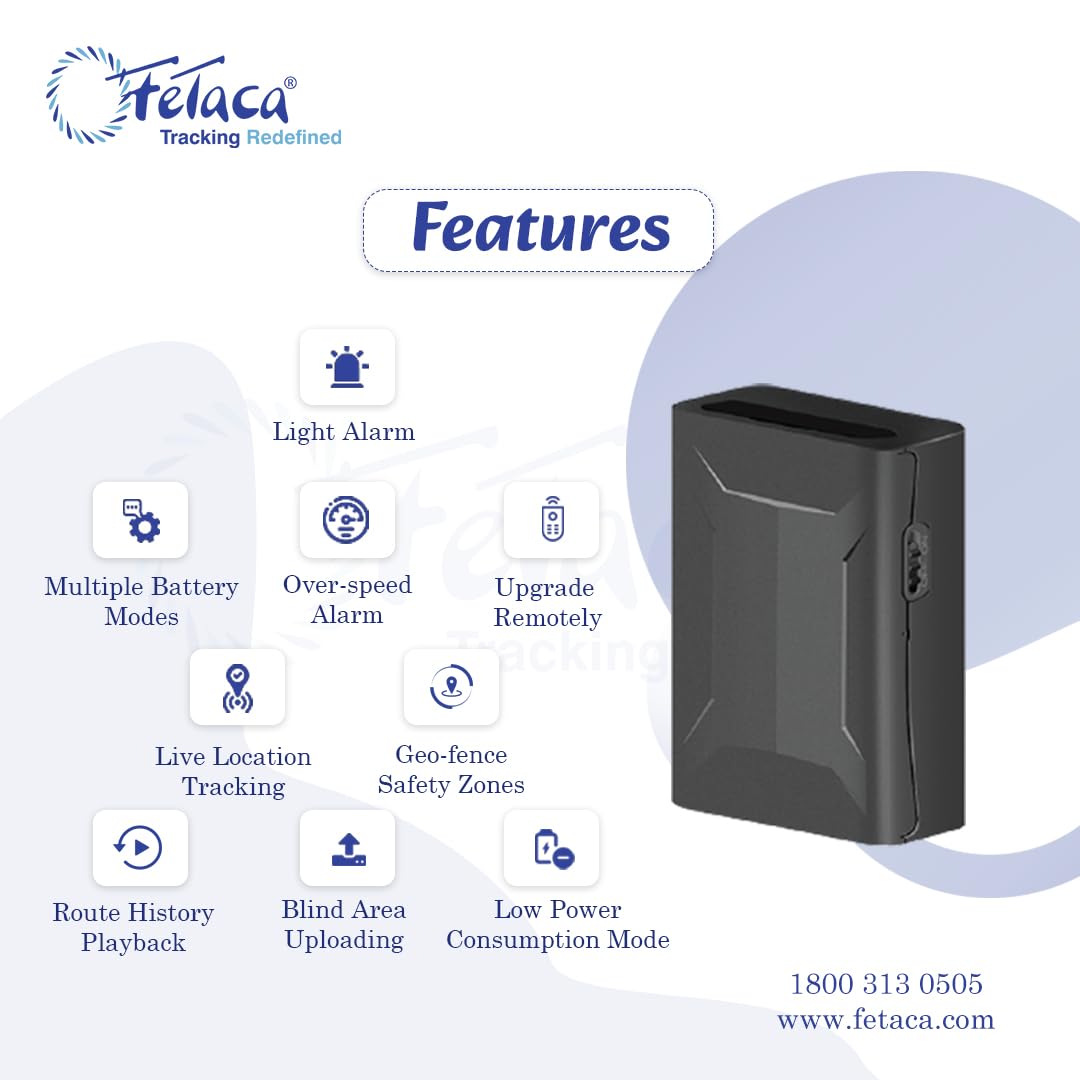 FeTaca® Multipurpose Wireless GPS Tracker for Car, Bike, Kids School Bag and Any Vehicle with Voice Monitoring & Geo Fence Including - 10000 mAh Battery