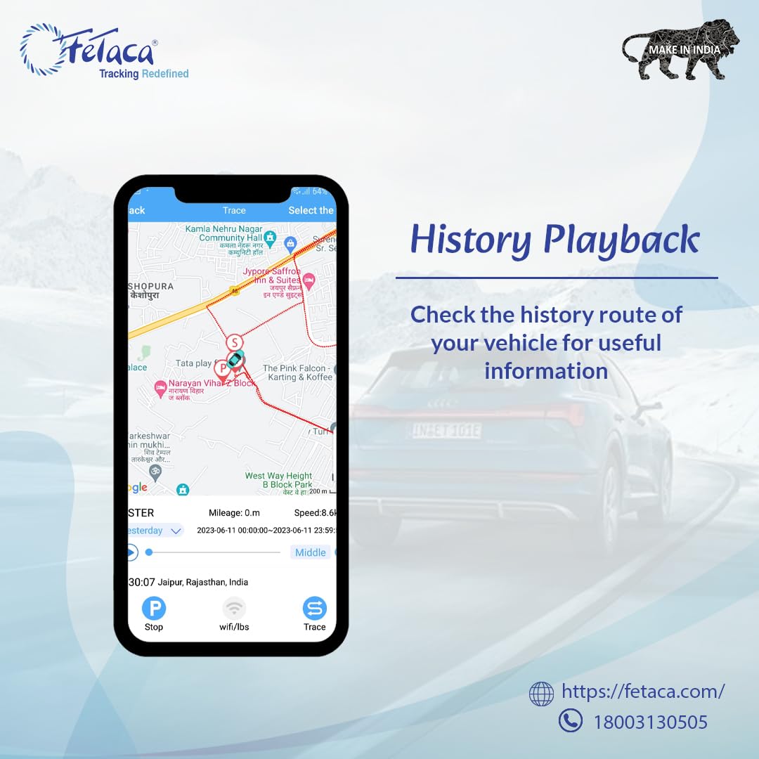 FeTaca OBD 2G Plug & Play GPS Tracker with Diagnosis for Car, Truck, Bus | One Year Free Software Subscription | Make in India | (2G OBD + Software)