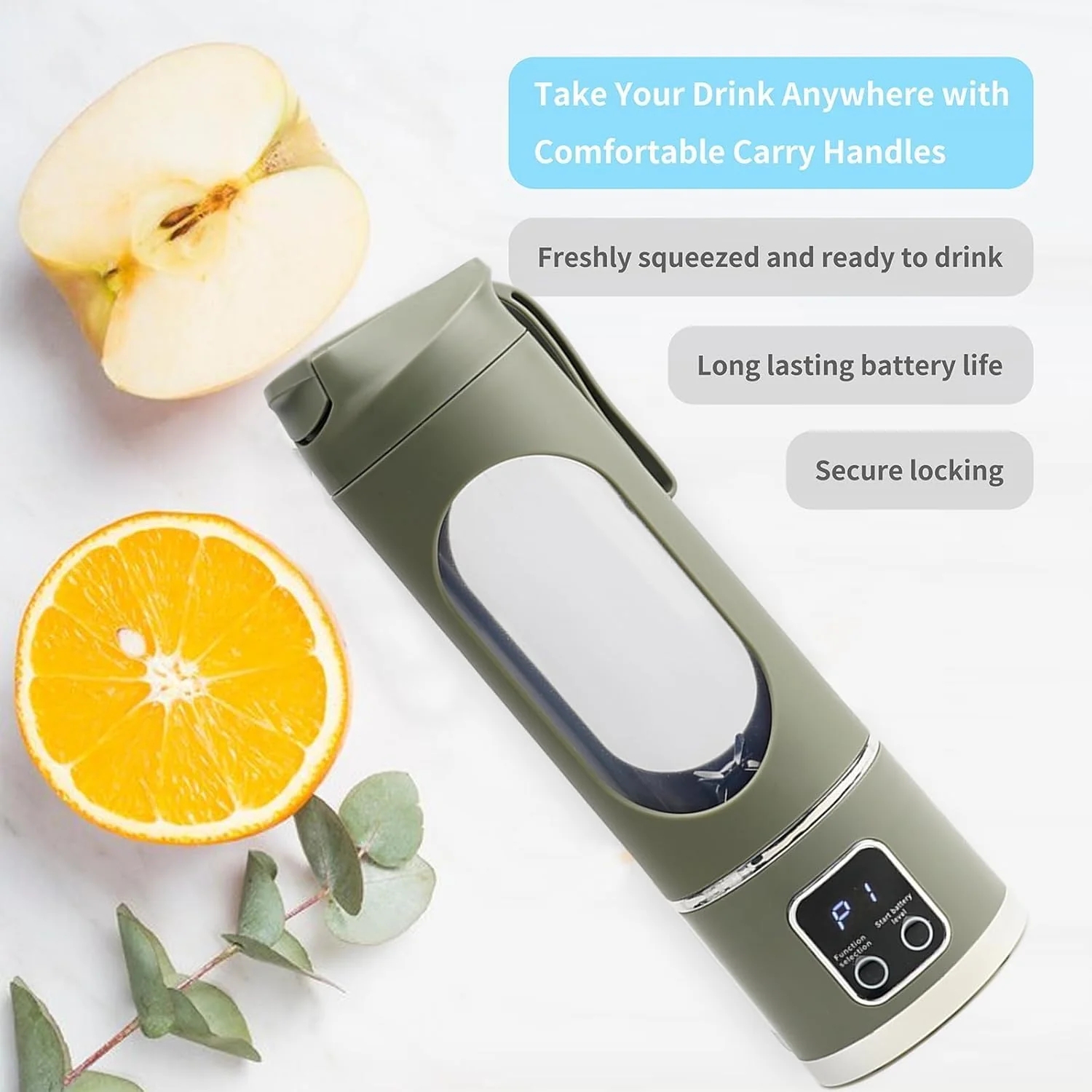 Portable USB Juicer Blender – 450ml, 1500mAh Rechargeable Battery, 18000 RPM, BPA-Free, 3 Programs, Stainless Steel Blades – Smoothies, Juices, Protein Shakes