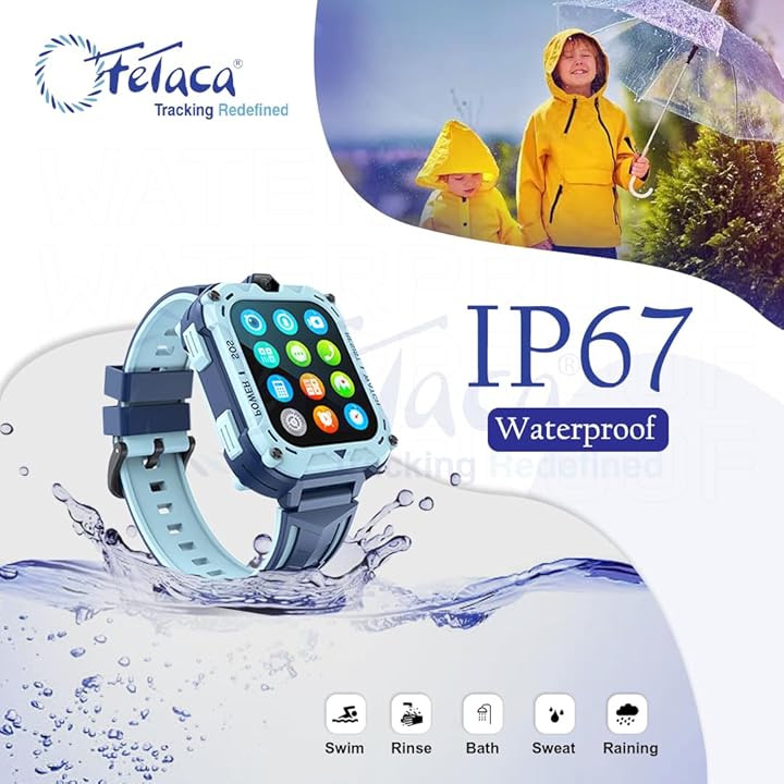 FETACA® 4G GPS Tracker Smartwatch for Kids - Blue | Safety & Connectivity and Fun in One Stylish Smartwatch