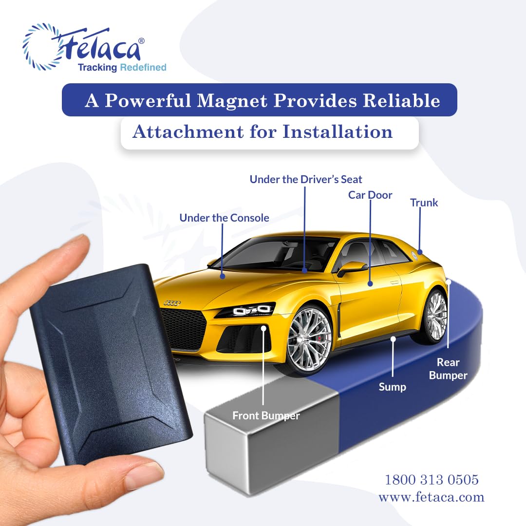 FeTaca® Multipurpose Wireless GPS Tracker for Car, Bike, Kids School Bag and Any Vehicle with Voice Monitoring & Geo Fence Including - 10000 mAh Battery