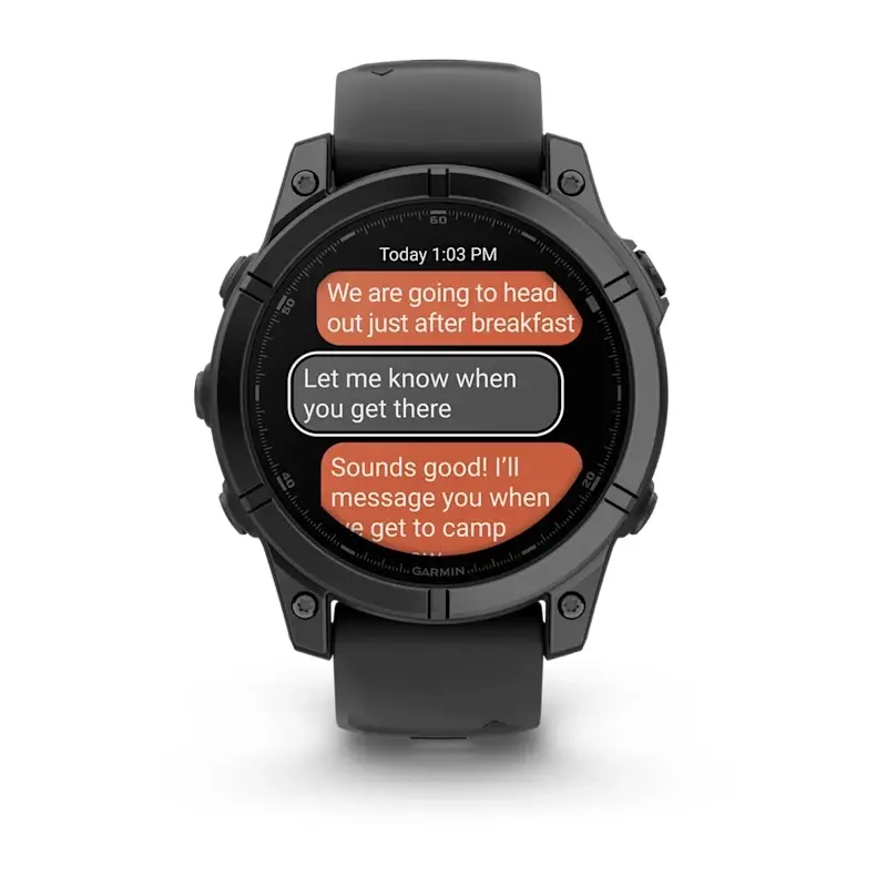fenix® E – 47 mm, AMOLED Slate grey steel with Black silicone band