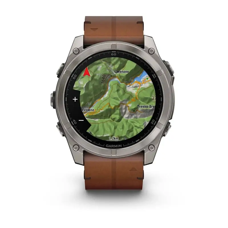 fenix® 8 – 51 mm, AMOLED Sapphire, Titanium with Chestnut Leather Band