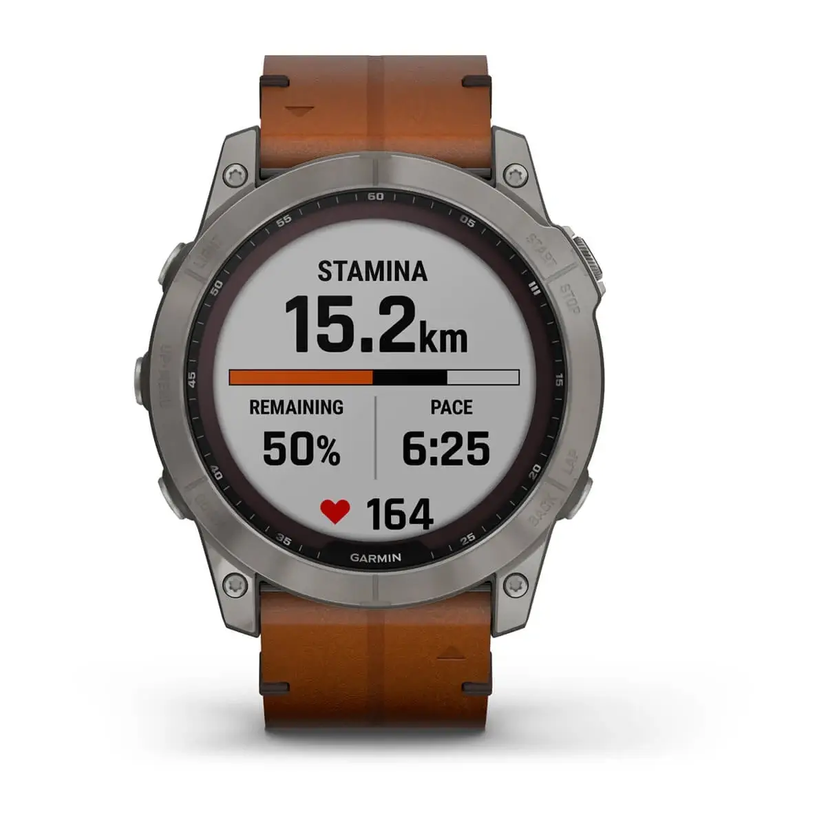 fenix® 7X – Sapphire Solar Edition Titanium with Chestnut Leather Band
