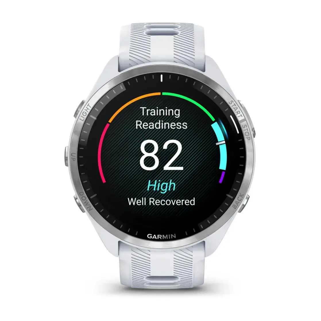 Forerunner® 965 Titanium Bezel with Whitestone Case and Whitestone/Powder Grey Silicone Band