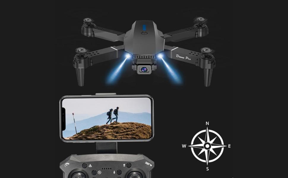 E88 Pro Drone with 1080P Camera 2 Batteries One Key Take Off Land Altitude Hold Automatic Avoidance Obstacles 360° Flip With Aerial Photography Drone Multicolor (Double-Battery)