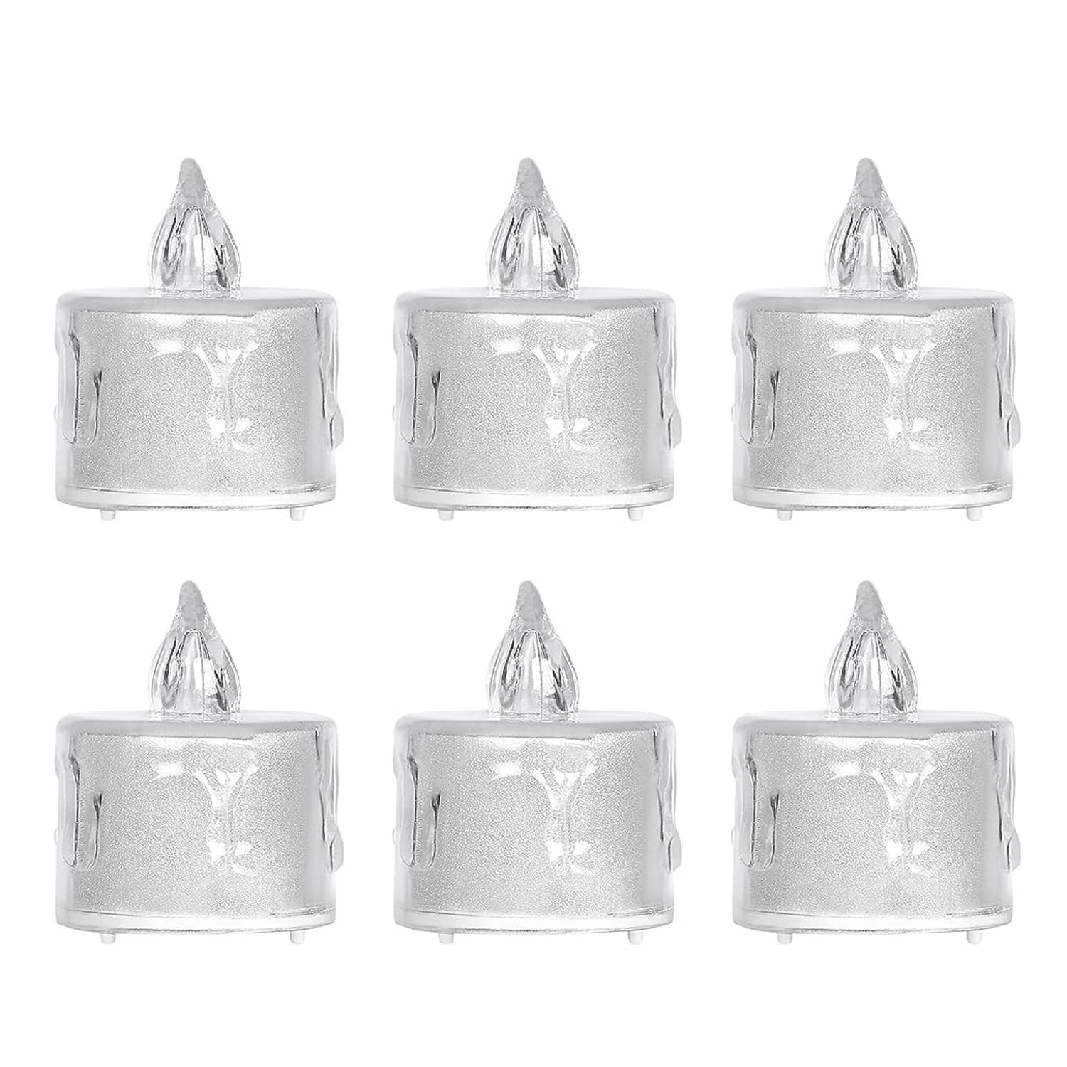 LED Tea Lights Candle (Diwali Diya) – Flameless, Crystal Design, Battery-Operated-12 Pcs