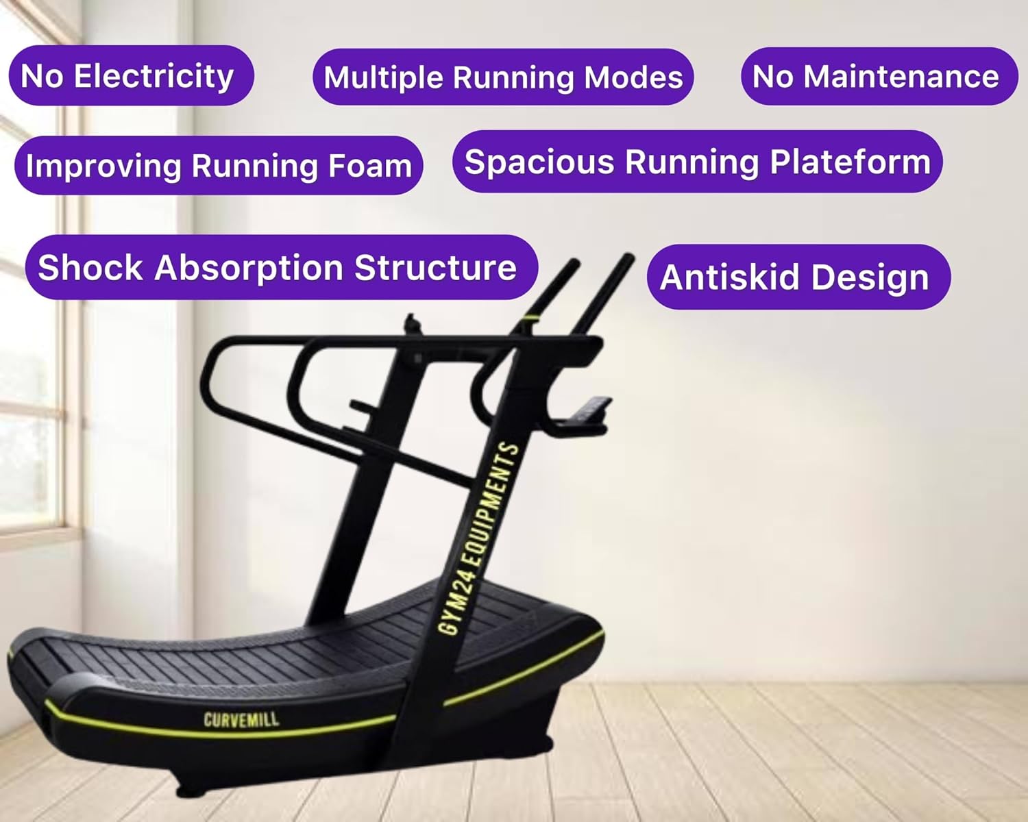 Gym24 Equipments Commercial Curve Treadmill Model: Racer Weight Capacity 250 kg