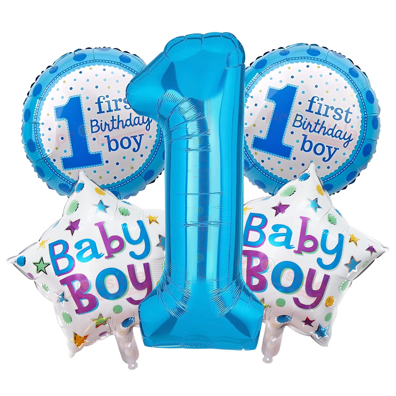 Baby Boy 1st Birthday 5 Piece Set Foil