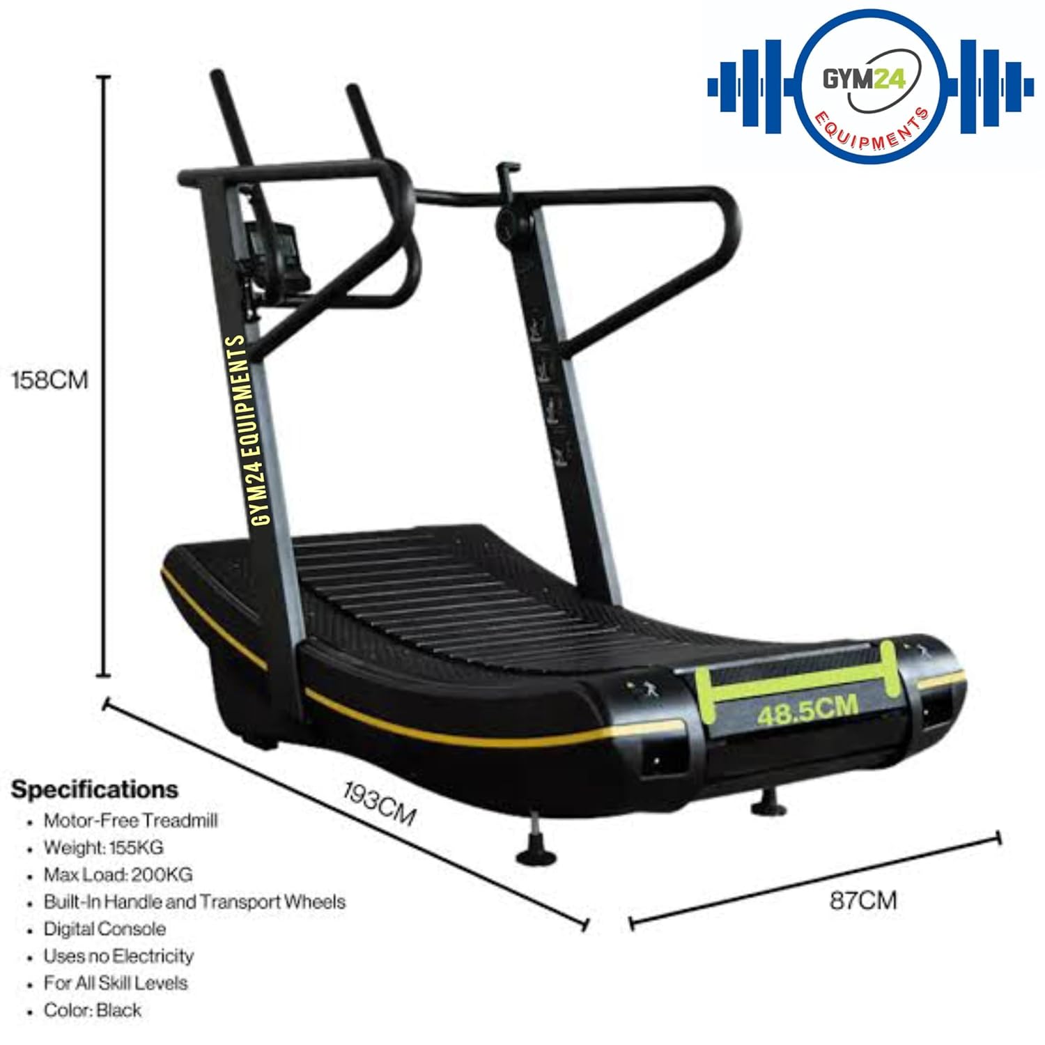 Gym24 Equipments Commercial Curve Treadmill Model: Racer Weight Capacity 250 kg