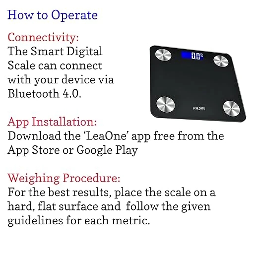 LA FORTE Smart Digital Weighing Scale, Measure 12 Body Metrics, Bluetooth & App Connectivity