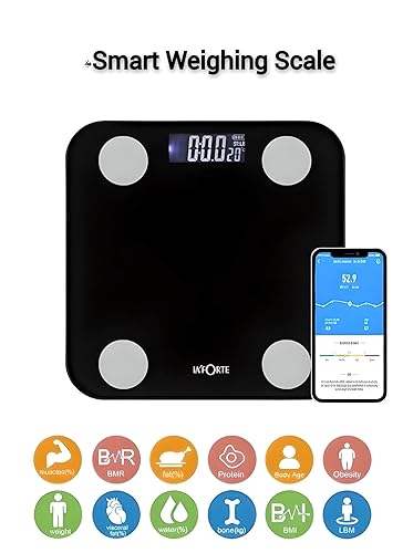 LA FORTE Smart Digital Weighing Scale, Measure 12 Body Metrics, Bluetooth & App Connectivity
