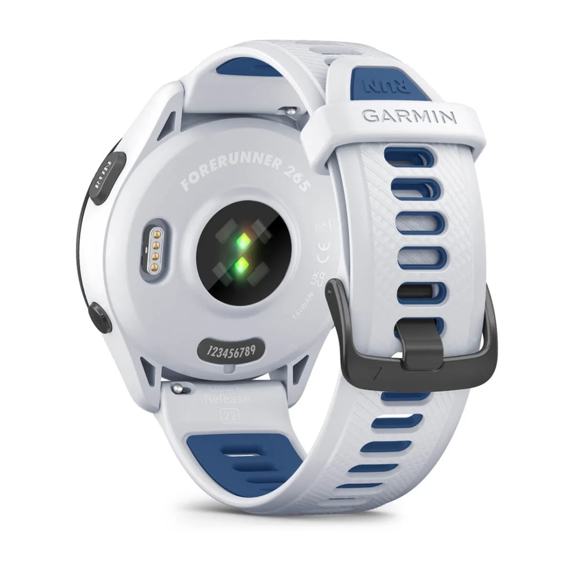 Forerunner® 265 Black Bezel with Whitestone Case and Whitestone/Tidal Blue Silicone Band