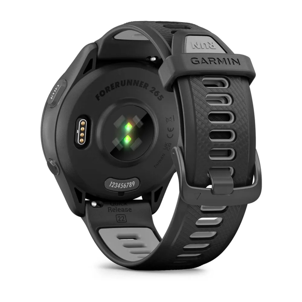 Forerunner® 265 Black Bezel and Case with Black/Powder Gray Silicone Band