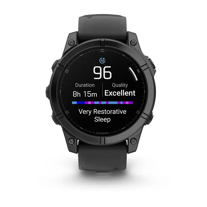 fenix® E – 47 mm, AMOLED Slate grey steel with Black silicone band