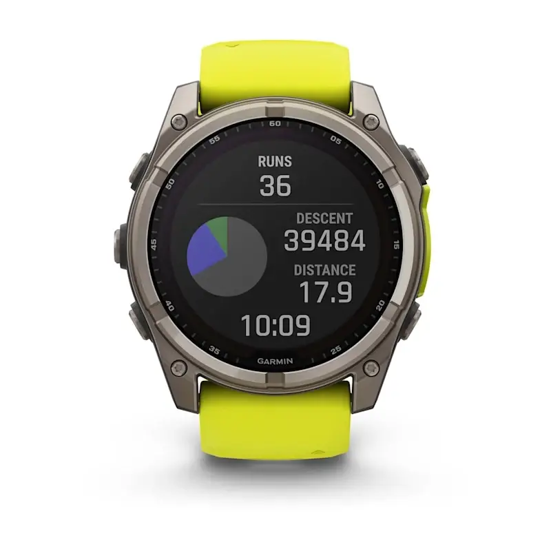 fenix® 8 – 47 mm, Solar, Sapphire Sapphire, Titanium with Amp yellow/graphite silicone band