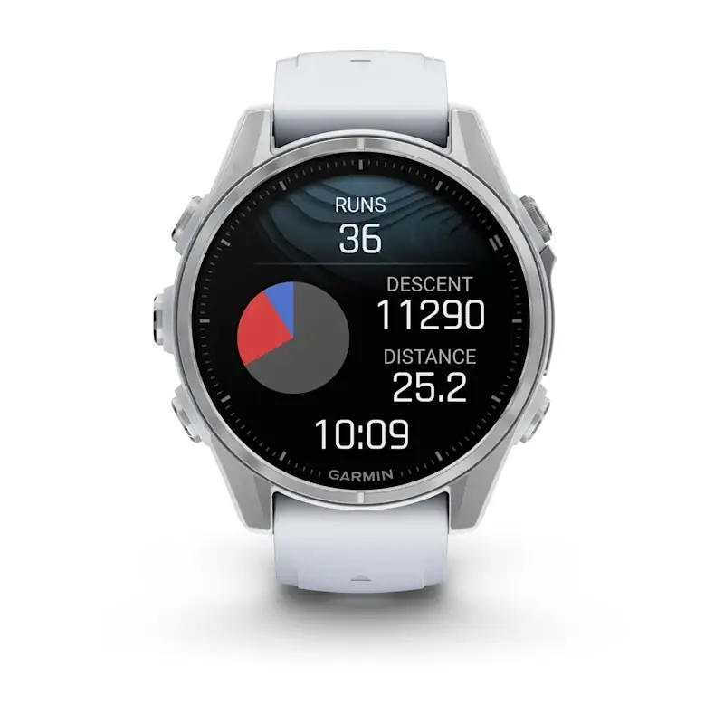 fenix® 8 – 43 mm, AMOLED Silver with Whitestone silicone band