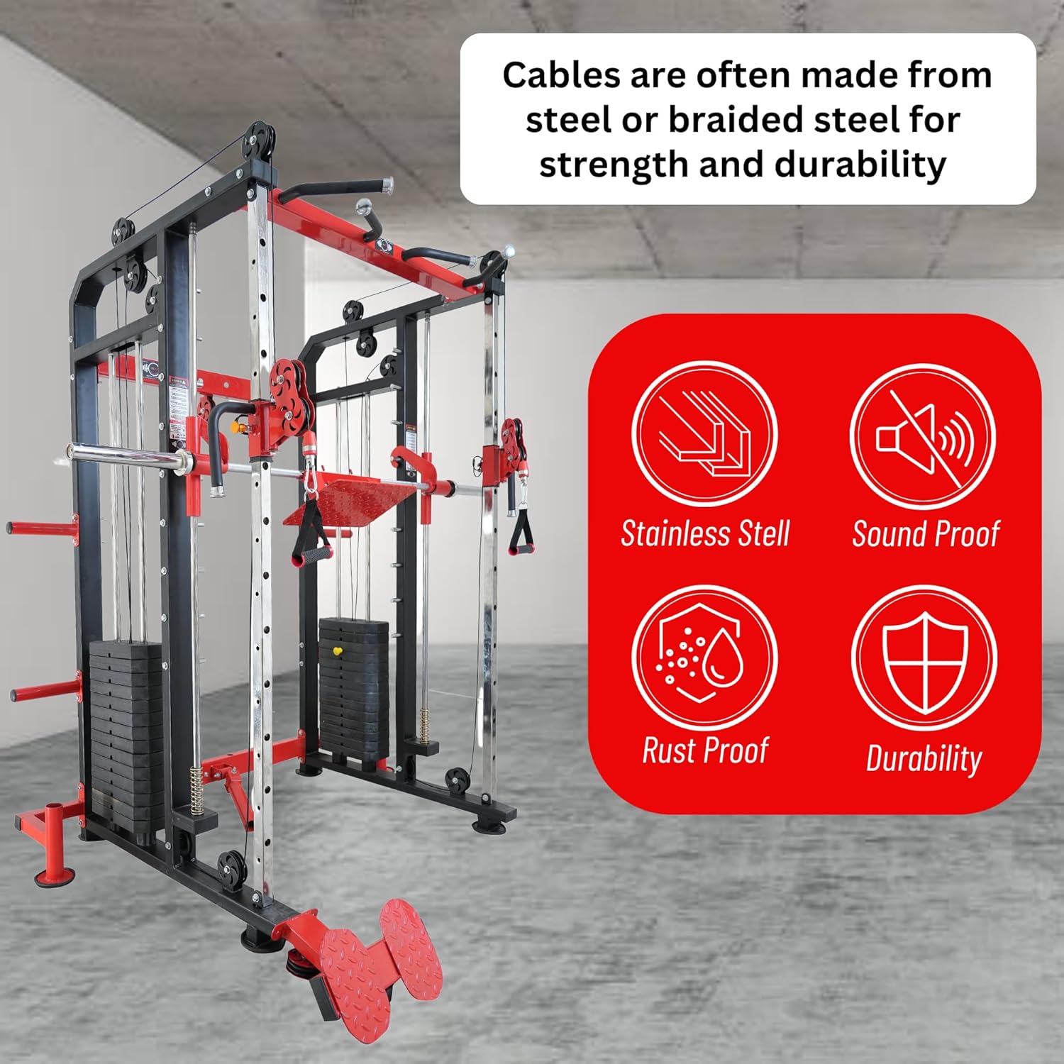 GYM24 FUNCTIONAL TRAINER WITH SMITH MACHINE WITH BENCH PVC WEIGHT