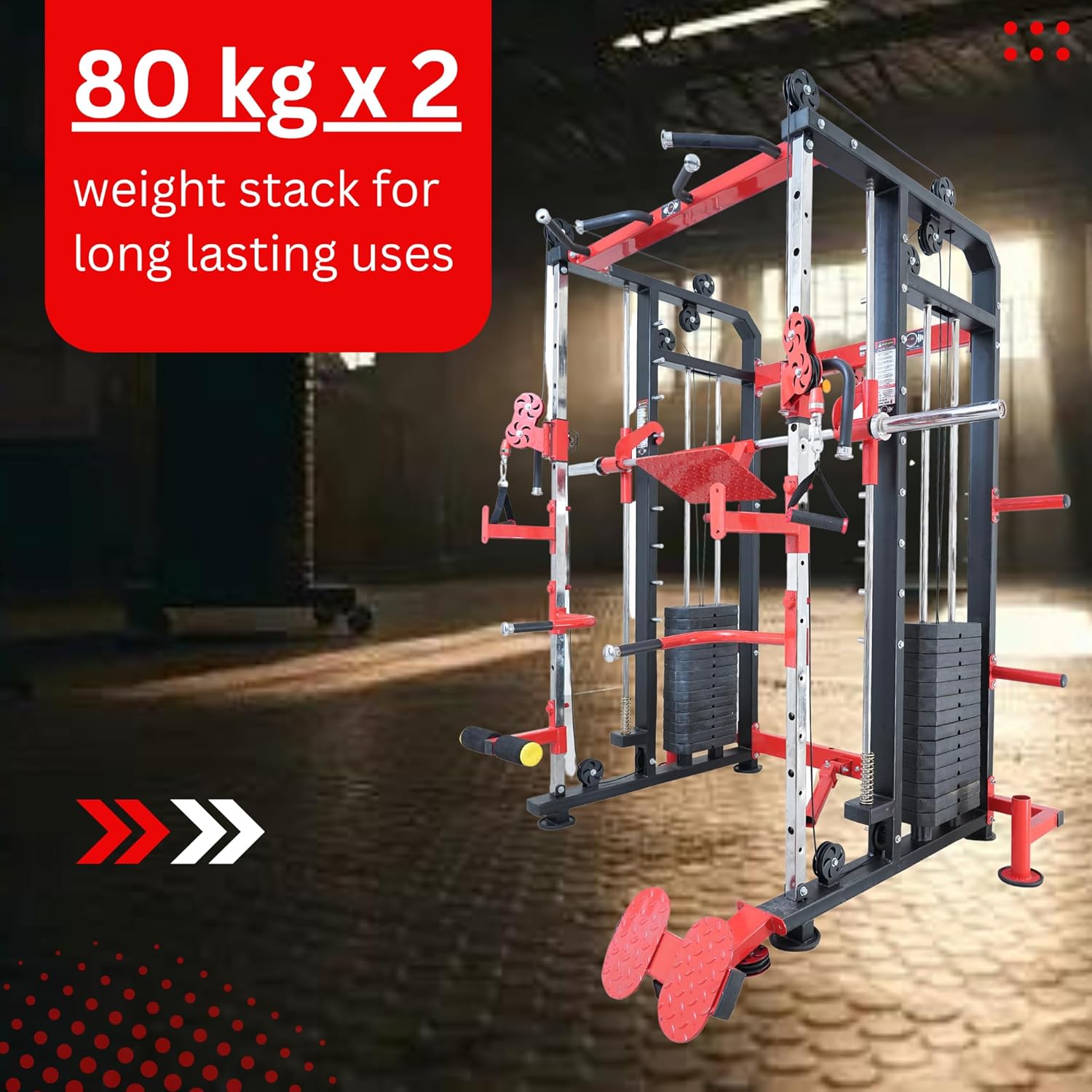 GYM24 FUNCTIONAL TRAINER WITH SMITH MACHINE WITH BENCH PVC WEIGHT
