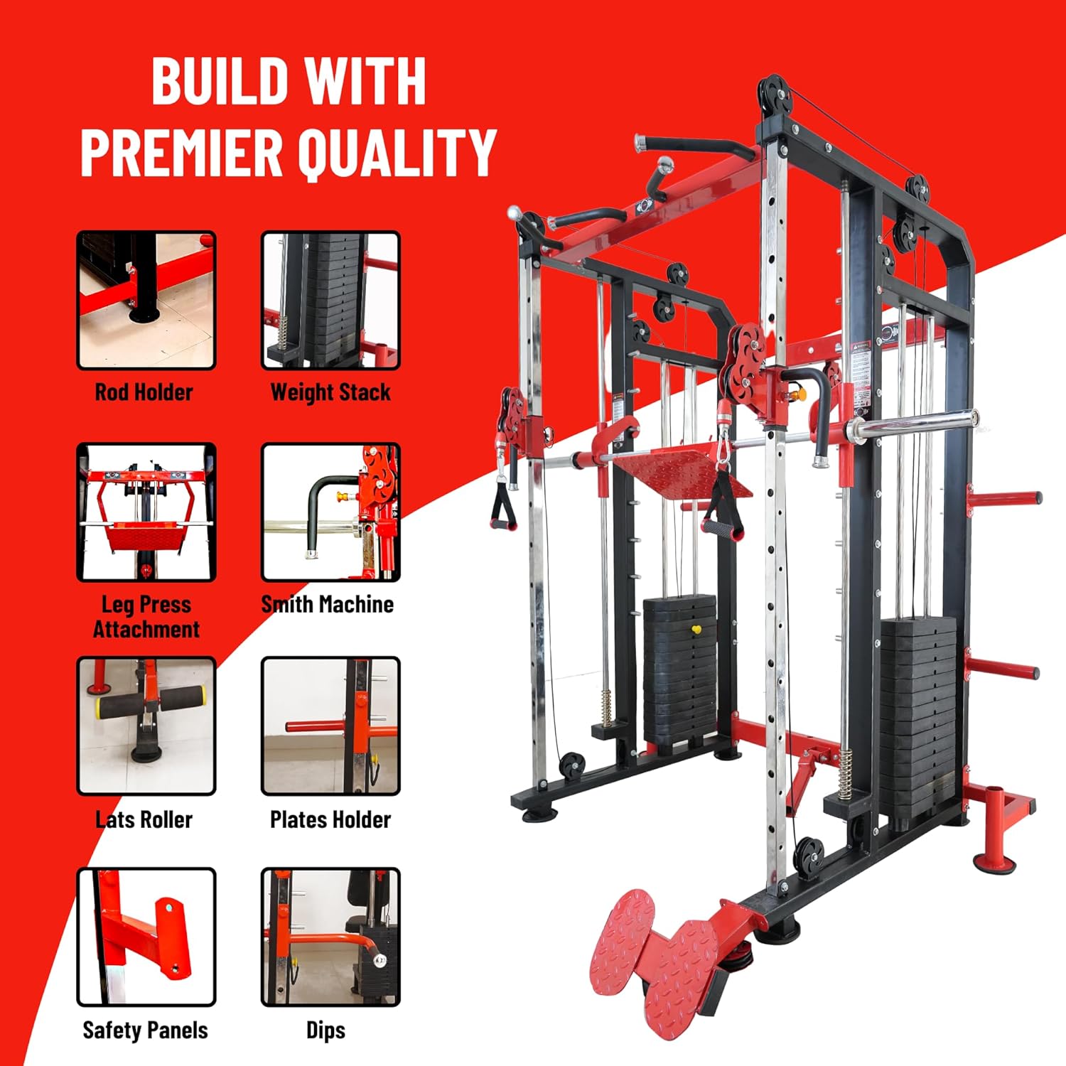 GYM24 FUNCTIONAL TRAINER WITH SMITH MACHINE WITH BENCH PVC WEIGHT