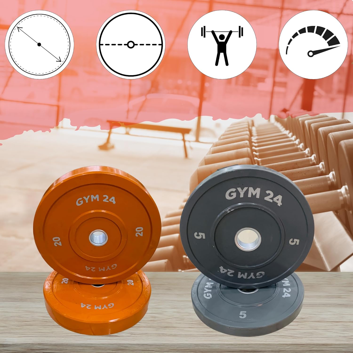 GYM24 PREMIUM BUMPER PLATES 25 KG PAIR